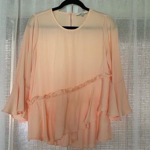 Size Small Nordstrom RO&DE Peach colored Bell-Sleeve Ruffle Blouse